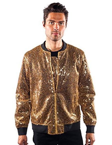 Men's barabas galm gold Shiny Sequin blazer