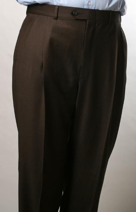 Brown, Parker, Pleated Slacks Pants Lined Trousers Wool