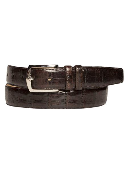 Mezlan Brand Men's Genuine Crocodile Brown Skin Belt