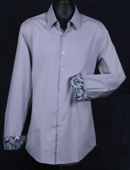 mens dress shirt with patterned cuffs