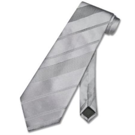 Silver Grey Striped Woven Neck Tie Grey Color Design Neck Tie 