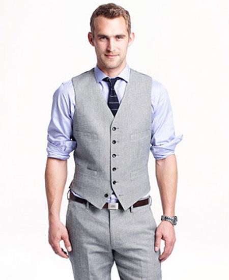 #39536 Linen Dark Grey Vest & Pants