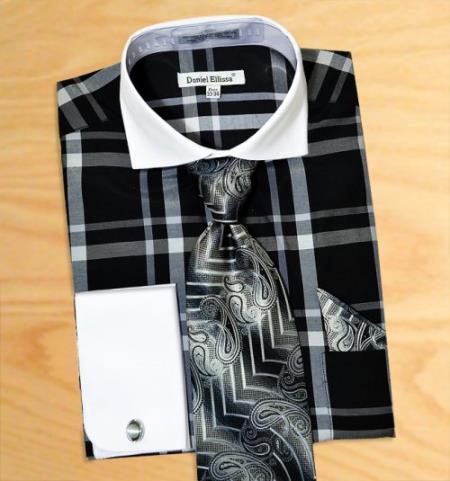 Men's Liquid Jet Black / Grey / White Windowpane Plaid Patte