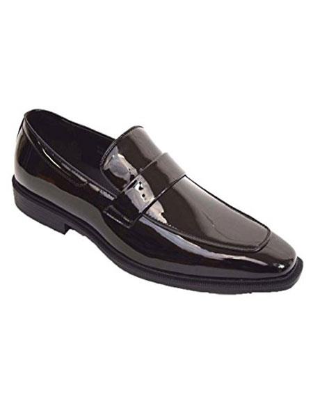 black shiny loafers