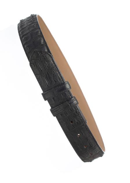  Black Men's Genuine Hornback Crocodile Skin 1 1/2'' width Belt