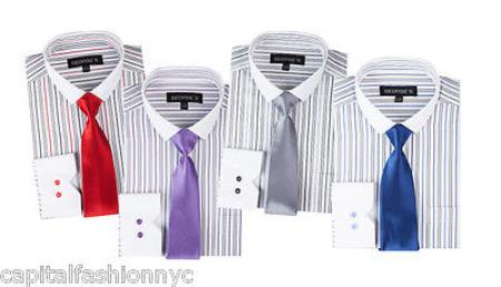 Striped Dress Shirt For From George Slim narrow Style Tie Multi-color 