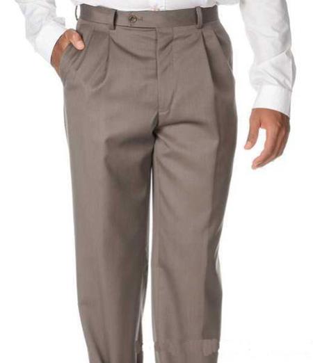 #24332 Solid Pleated Slacks Dress Pants For online Taupe Wo