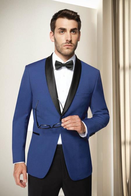 Men's Shawl Lapel One Button Single Breasted Blue