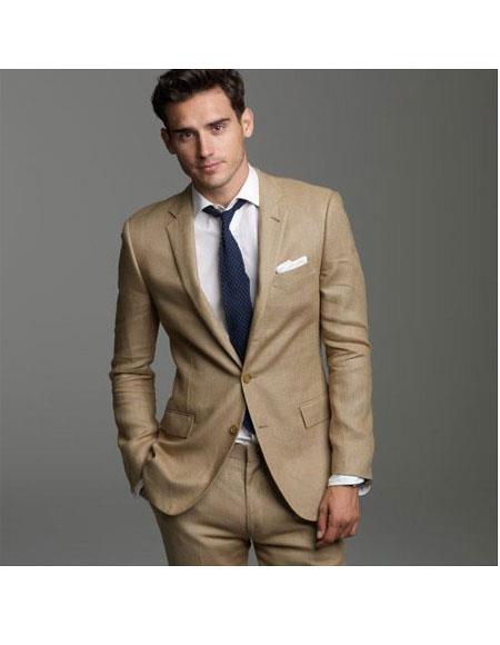 JSM-6850 Men's Khaki Linen Suits