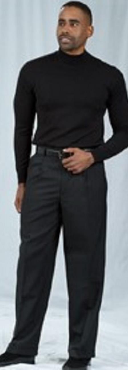Pacelli Pleated Baggy Fit Black Dress Pant