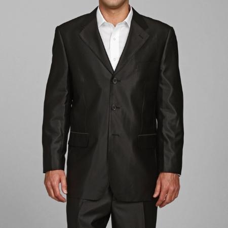 Shiny Flashy Liquid Jet Black 3 Buttons Style Suit 