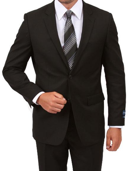 Men's Single Breasted Modern Fit suits Black Suit with Flat Front Pant