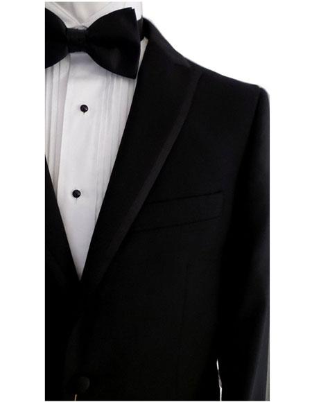 Men's Single Breasted 2 Button Black 100% Wool