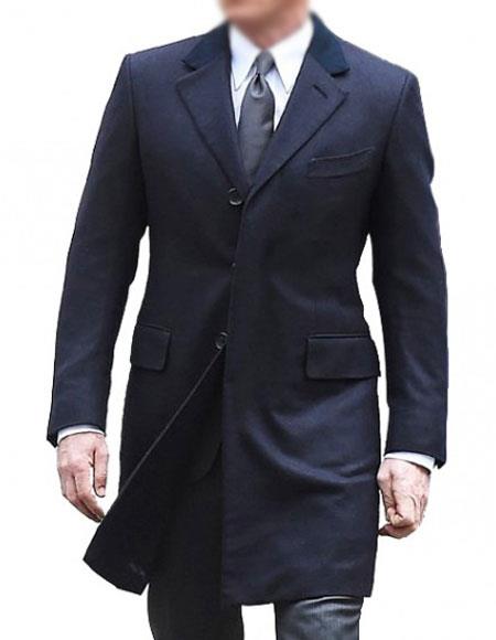 CH1901 Men’s Single Breasted Cotton Navy Blue coat