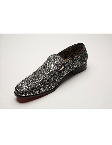 black shiny loafer shoes