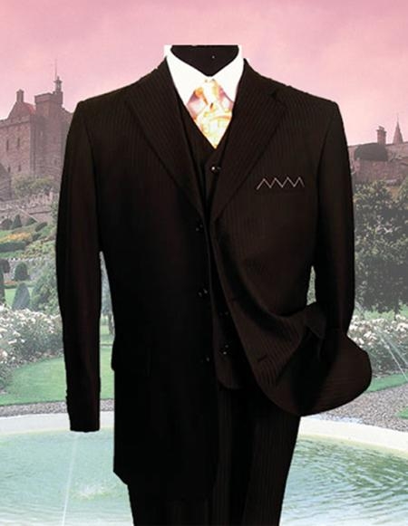 Black Pinstripe Three Piece Suit 4826