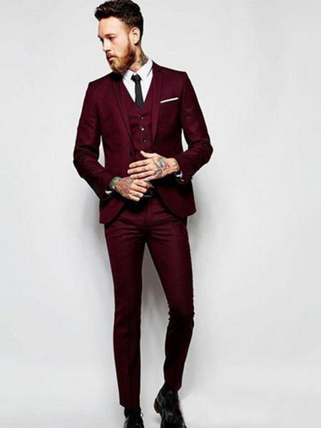 Men's Slim Fit Burgundy ~ Maroon Tuxedo