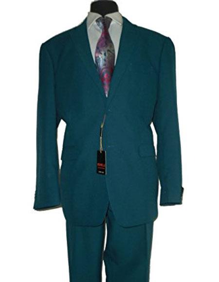  Umberto Bonelli men's Teal Suit Two Buttons Dark 2-piece suit Flat Front Pants