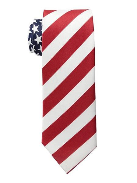 Men's Trendy Polyester White/Red Neck Ties