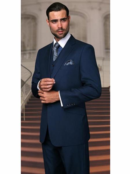 Mens Bright Navy Classic Fit Suit Trousers