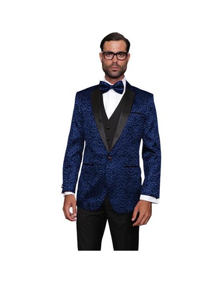 Single Breasted Wool One Button Navy Suit