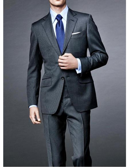  men's Notch Lapel James Bond Spectre Two Piece  wool Suit Charcoal Grey
