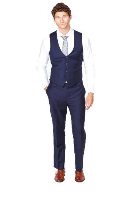 2 Pieces Casual Mens Suit Regular Solidl Flat Blazer For Wedding (Vest