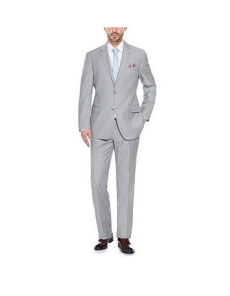 Renoir Suits - Renoir Fashion Verno Men's Grey Single Breasted Solid Pattern Classic Fit Polyester Suit