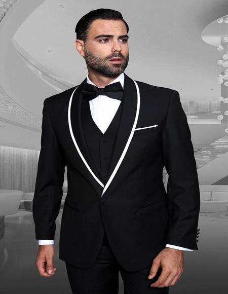 Product# PN_H66 White Tuxedo Dinner Jacket Suit Shawl Collar