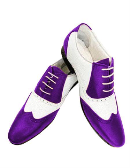 Wingtip cushioned insole purple leather 