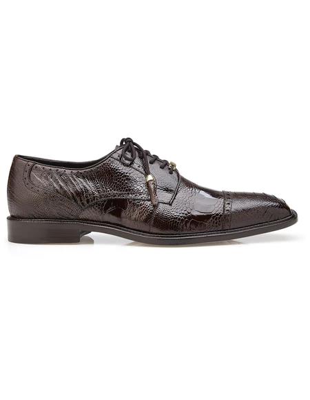 Chocolate Brown Leather Sole Belvedere Dress Shoes