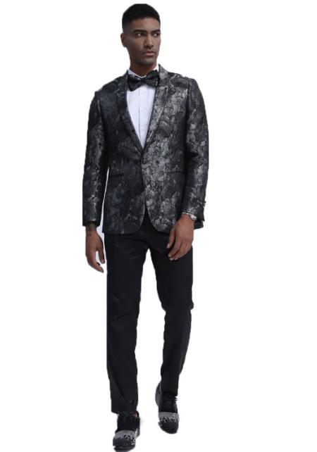 black and silver suit prom