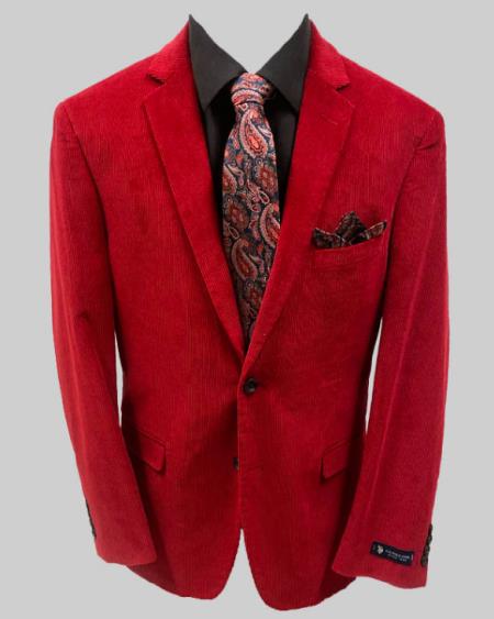 Red Solid Velvet Sportcoat