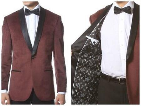 Mens Burgundy Classy and Elegant Velvet Fabric Dinner Jacket