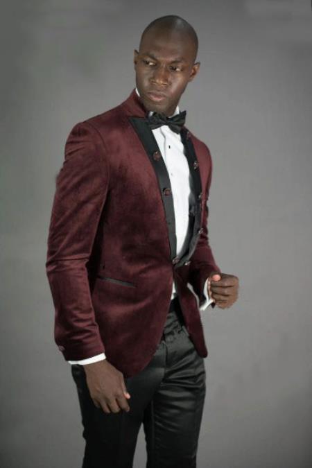 burgundy velvet mens jacket