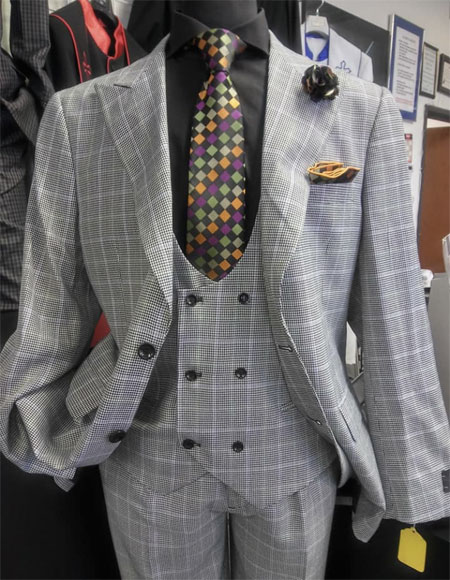 Mens Ash Two Button Peak Lapel Suit