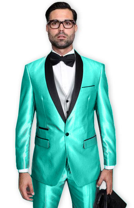 purple and turquoise tuxedo