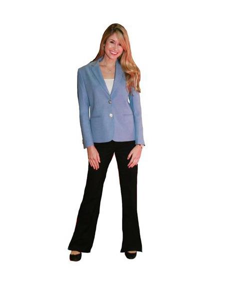 Two Button Notch Lapel women Blazer In Carolina Blue