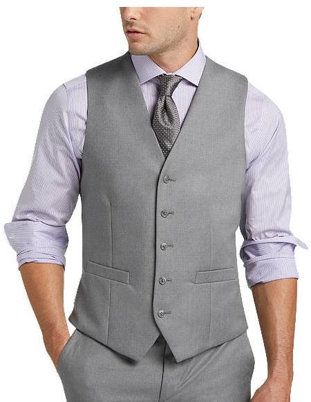 Five Button Blue Slim Fit Suit Separates Vest