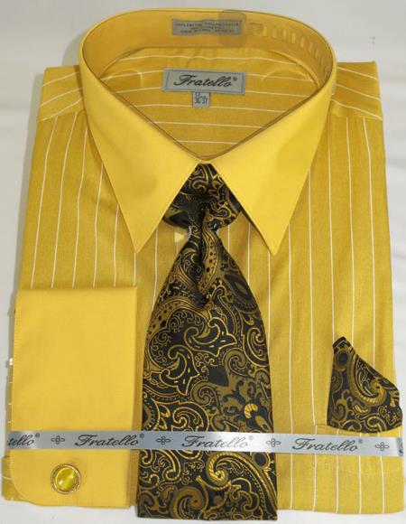 Gold Colorful Mens Dress Shirt