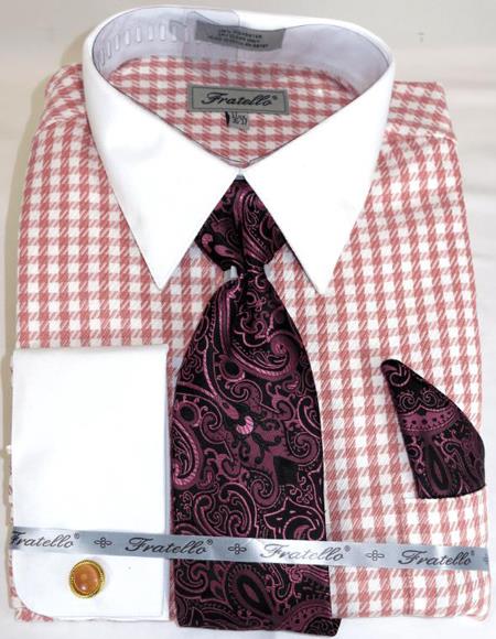 Pink Houndstooth Colorful Mens Dress Shirt