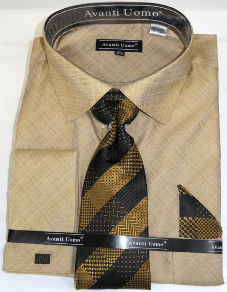 Tan Colorful Mens Dress Shirt