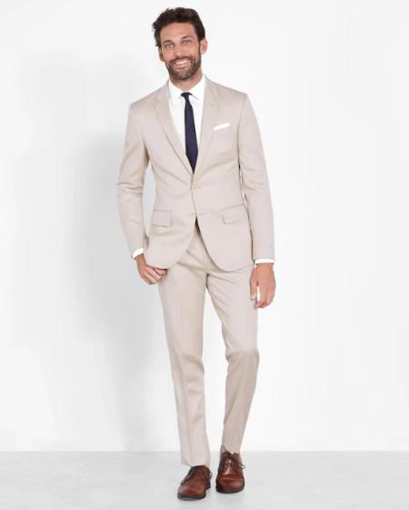 Mens Champagne Color Wedding Suit - Summer Color Tan Tuxedo