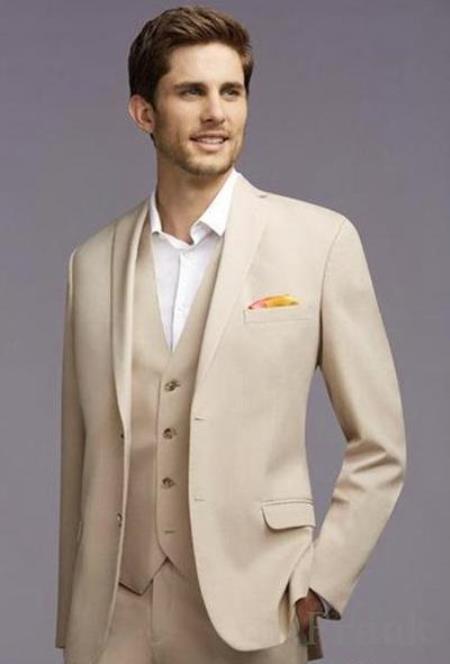 Mens Champagne Color Wedding Suit - Summer Color Tan Tuxedo