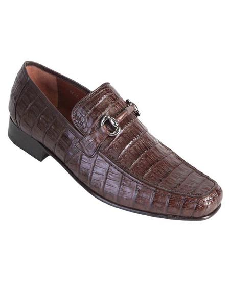 Mens Brown Genuine Caiman Crocodile Belly Shoes