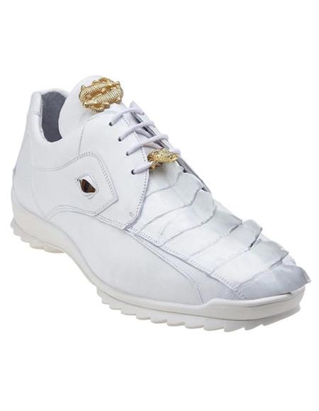 Mens Sneaker White Ostrich and Soft Calfskin