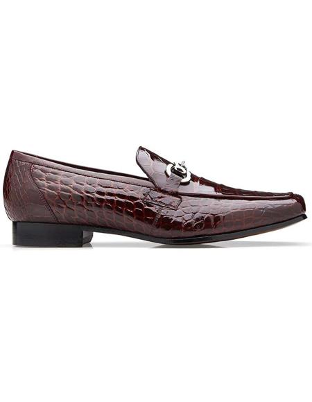 Mens Belvedere Burgundy Genuine Alligator Shoes