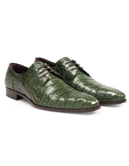 Mens Green Dress Shoes Mens Authentic Olive Green Crocodile