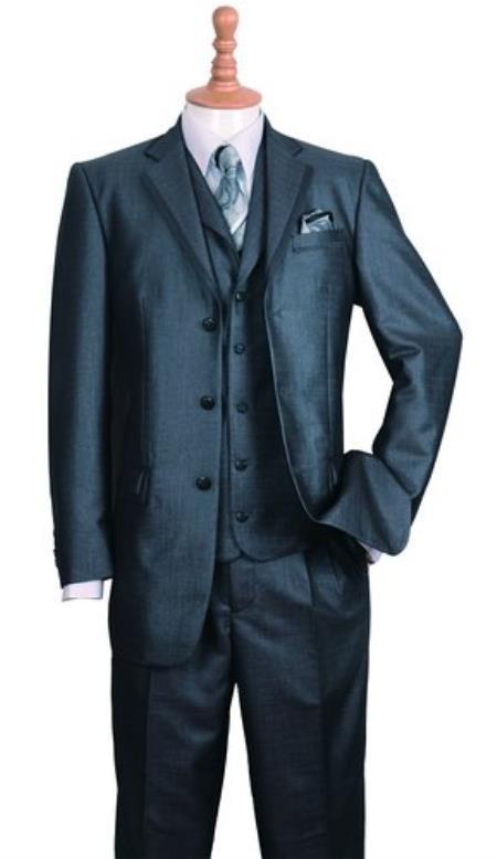 Mens Three Buttons Style Suit Black