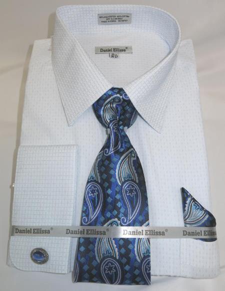 Mens Fashion Dress Shirts and Ties Blue Colorful Mens Dress